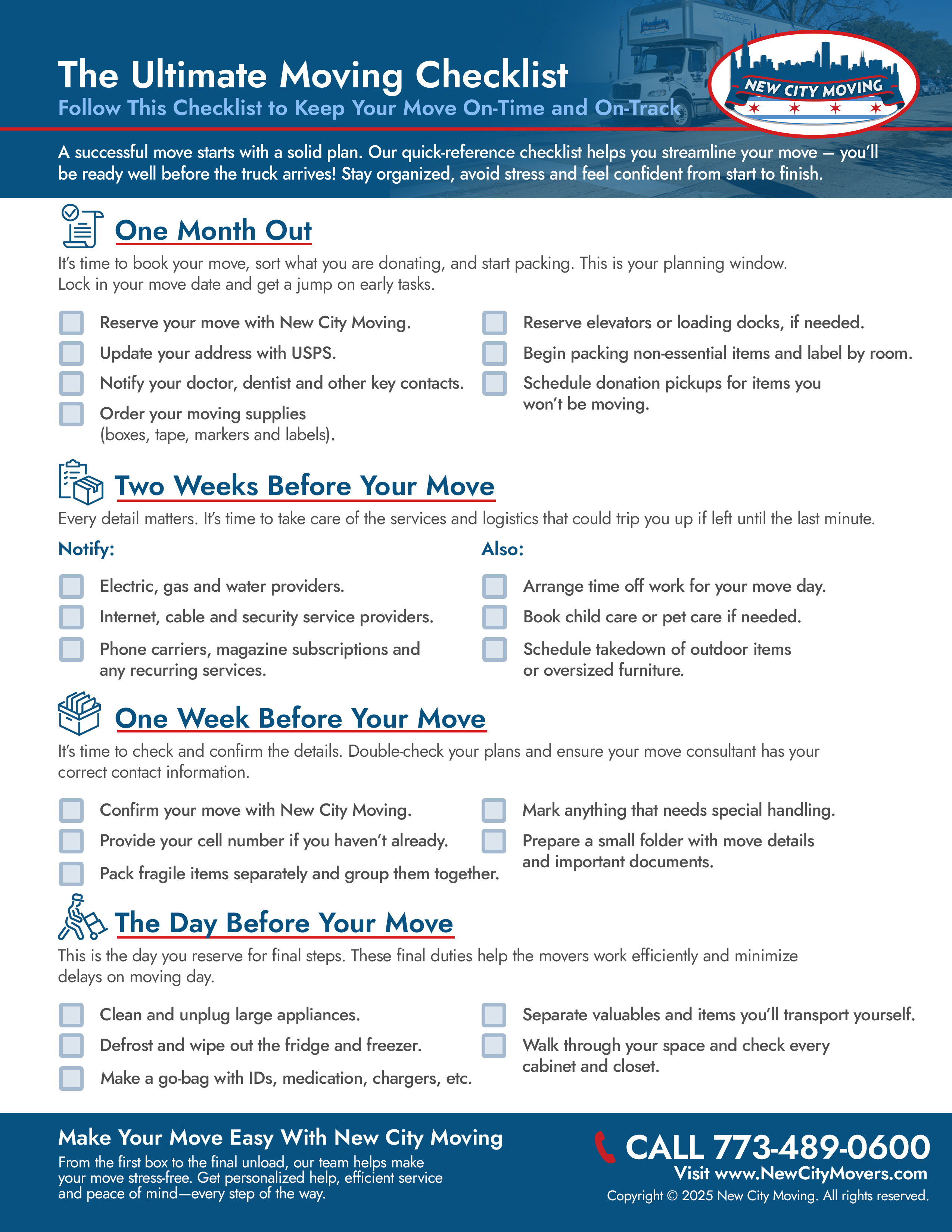 Chicago downloadable moving checklist.
